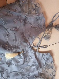 Elegant Grey Embroidered Kurta