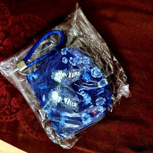 Blue Butterfly Pouch with Strap