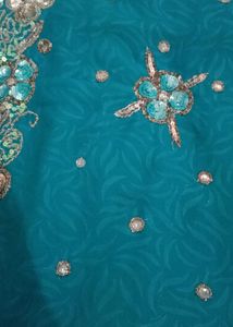 Teal Embroidered Saree