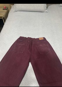 Burgundy Wide Leg Jeans