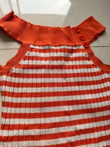 Orange &amp; White Striped Knit Top