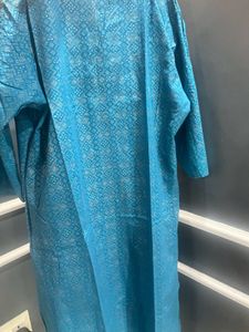 Teal Blue Printed Kurta