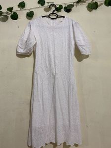 Chic White Broderie Midi Dress