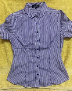 Women's Blue & White Striped Button-Up Shirt