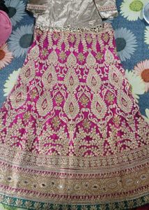 Stunning Pink &amp; Gold Embroidered Lehenga Choli