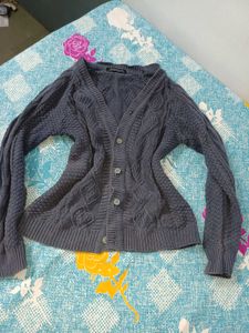 Stylish Grey Cable Knit Cardigan