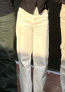 Cream Wide Leg Jeans