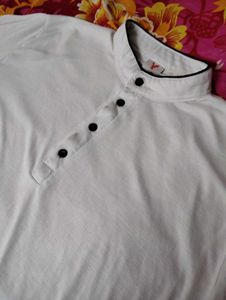 Men's White Henley T Shirt