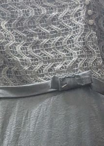 Elegant Grey Lace Overlay Dress