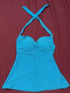 y2k halter neck polka dot top