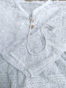 White Embroidered Boho Peplum Top