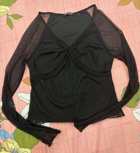 Sheer Mesh Long Sleeve Top