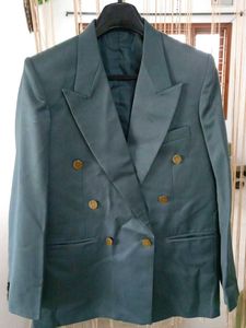 Premium Teal Green Double-Breasted Coat Pant Suit