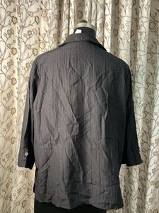 Chic Black Textured Button-Up Blouse