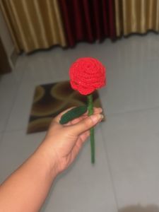 Handmade Crochet Red Rose