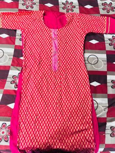 Elegant Red &amp; Cream Kurta Set with Dupatta