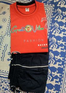 Boys' Red T-Shirt with Navy Blue Short