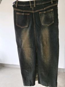 Vintage Wash Denim Maxi Skirt