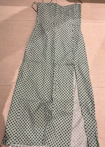 Polka Dot Midi Dress with Slit