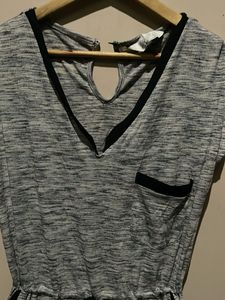 Grey Marl Jumpsuit with Black Trim