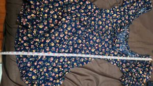 Navy Floral Puff Sleeve Dress