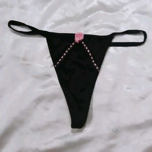Black Thong Panty with Pink