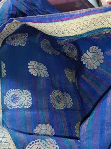 Elegant Blue Striped Saree