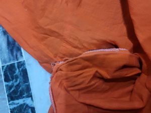 Orange Kurta with Floral Embroidery