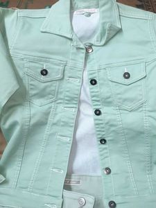 Mint Green Denim Jacket &amp; Jeans Set