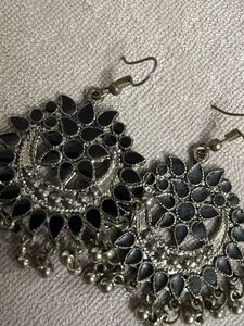 Black &amp; Silver Dangle Earrings