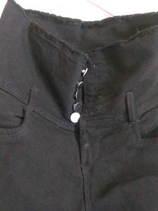 Black High-Waisted Button-Up Jeans