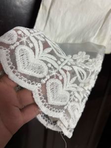 White Lace Hem Leggings