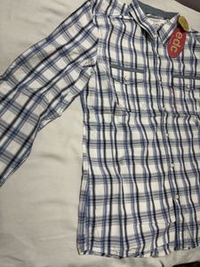 Men's check blue white Shirt