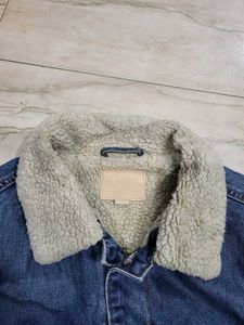 Denim Jacket with Shearling Collar