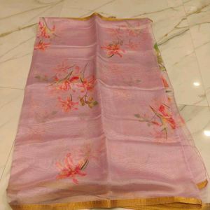 pink Floral Saree