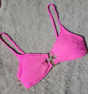Hot Pink Bikini Top with Gold Hardware