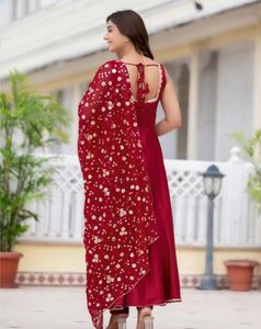 Beautiful Red Ethnic Anarkali Suit Set | 3 Piece