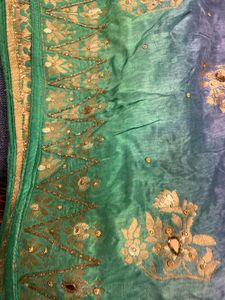 Beautiful Green &amp; Blue unstich 3 peice Kurta Set