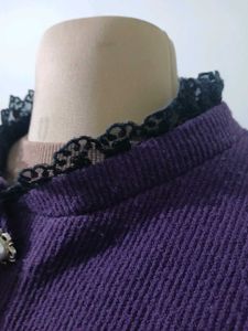 Chic Purple Button-Up Cardigan
