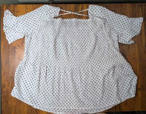 Polka Dot Off-Shoulder Smocked Top