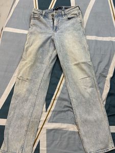 Acid Wash Straight Leg Jeans