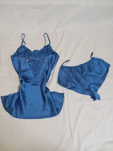 Hot Stuff Blue Satin Set 😈