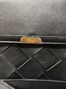 Vintage Black Woven Detail Handbag + Pouch