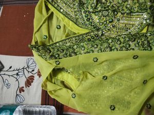 Embroidered Green Blouse and palzoo with sharg