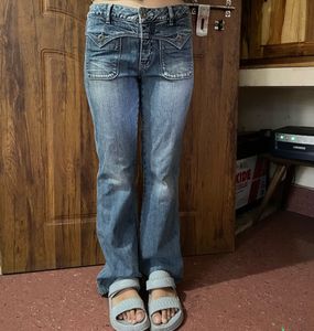 Women's Blue Vintage Denim Flare Jeans