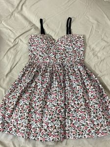 Floral Print Sweetheart Neck Dress