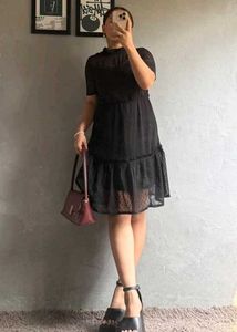 Black Polka Dot Tiered Dress