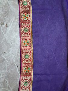 Elegant Purple Embroidered Saree