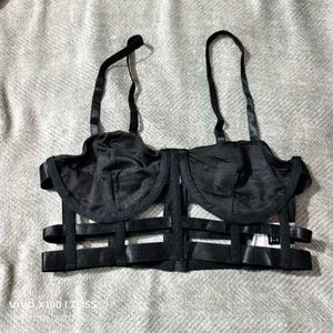 362510. Stylish Black Strappy Bustier Top