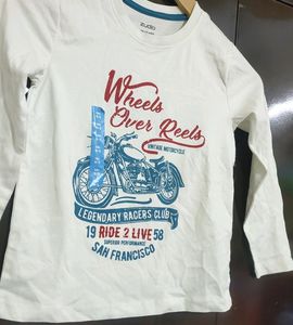 White Printed T-shirt For Baby Boy 4- 6 Age